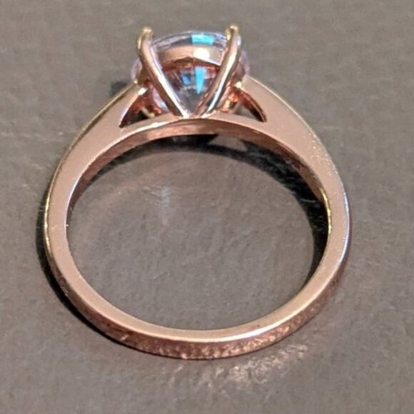 S925 Sterling Silver Rose Gold Plated Engagement Ring Round Solitaire Wedding - Picture 3 of 9